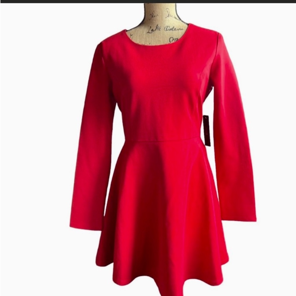 Lulu's Red Ponte Knit Fit & Flare Mini Dress New Size Large - N1276 NWT